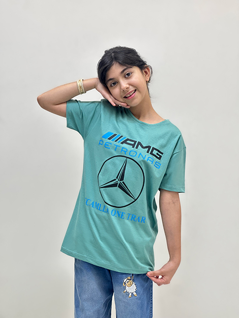 تیشرت پنبه طرح دار بچگانه(amg)