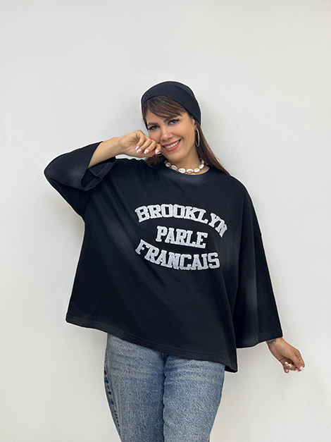 تیشرت باکسی پنبه زنانه (brooklin)