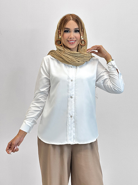 شومیز تترون نوار سفید